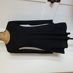 Black Ribbed Long Sleeve Dress